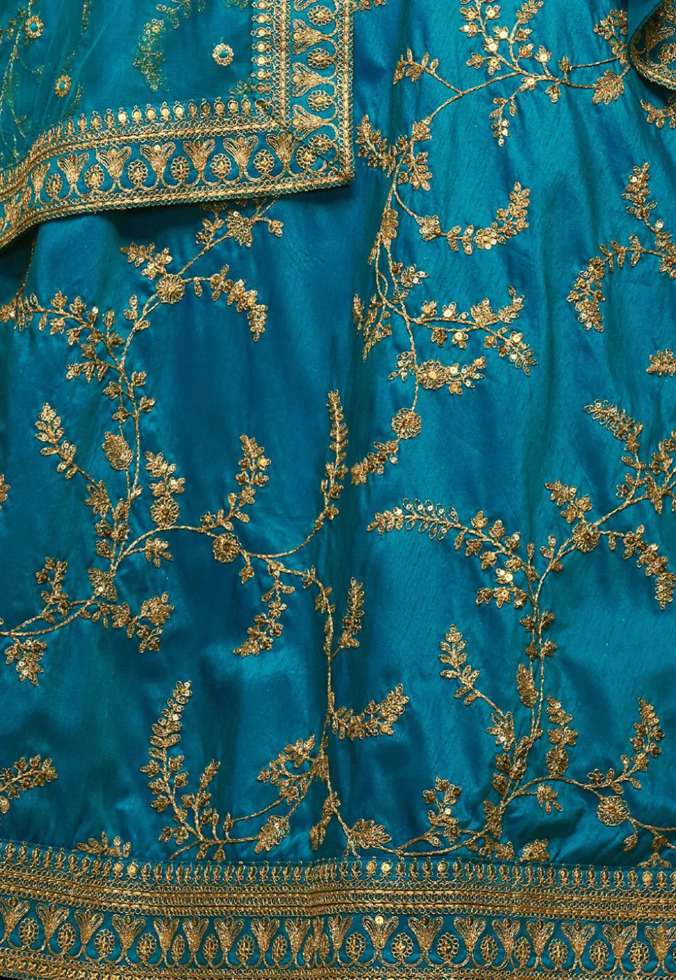 Embroidered Art Silk Lehenga in Light Blue