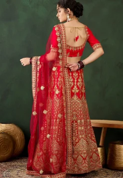 Embroidered Art Silk Lehenga in Maroon