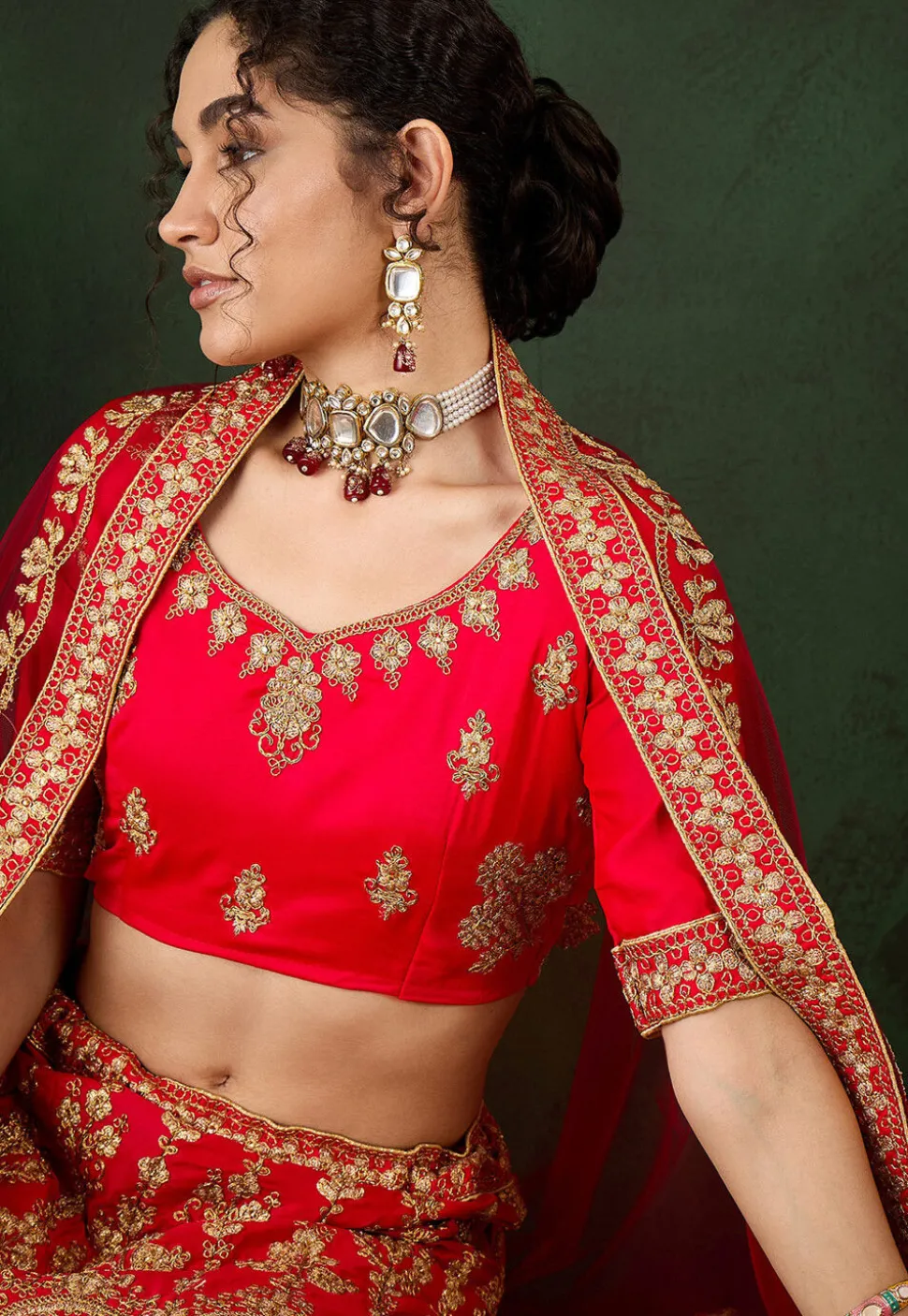 Embroidered Art Silk Lehenga in Maroon