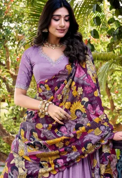 Embroidered Art Silk Lehenga in Purple