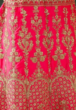Embroidered Art Silk Lehenga in Pink