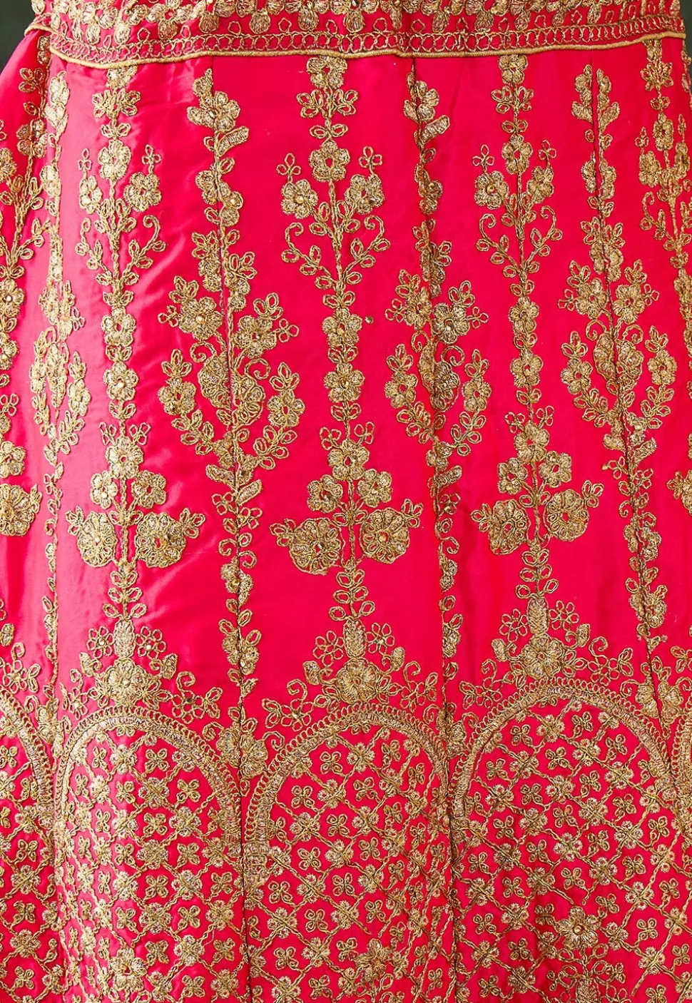 Embroidered Art Silk Lehenga in Pink