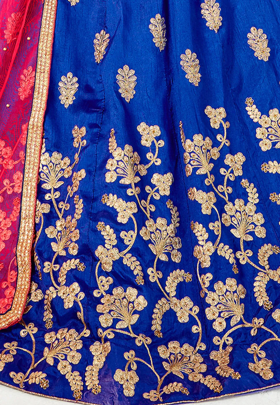 Embroidered Art Silk Lehenga in Royal Blue