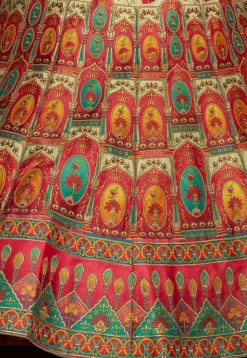 Embroidered Art Silk Lehenga in Light Beige