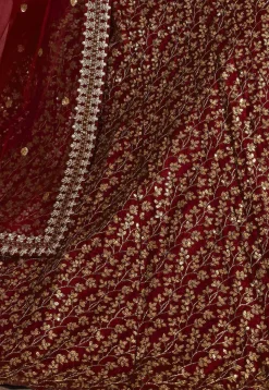 Embroidered Art Silk Lehenga in Maroon