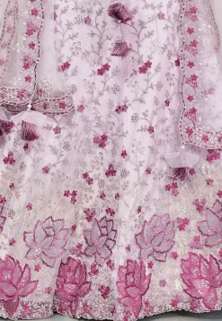 Embroidered Art Silk Lehenga in Purple