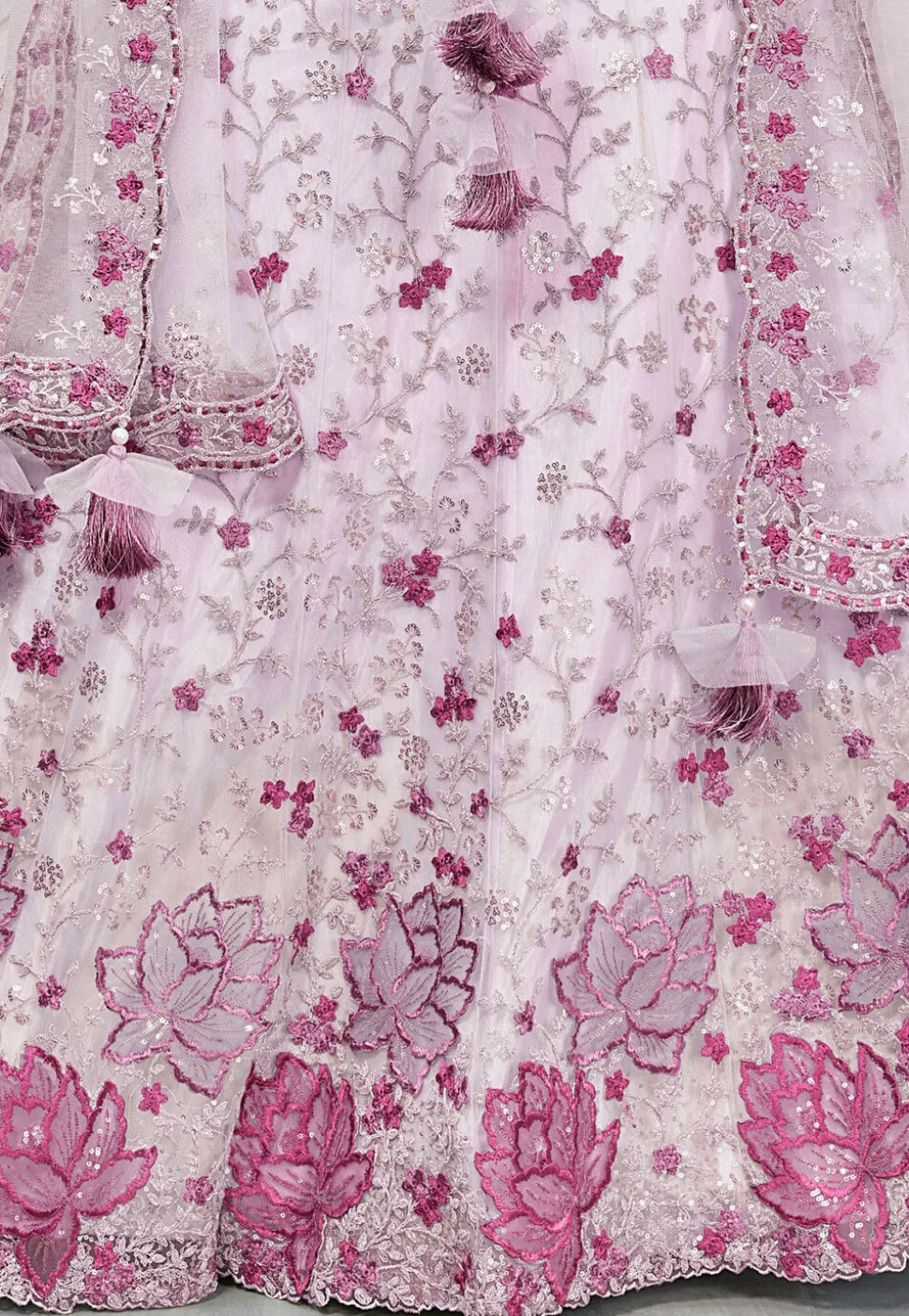 Embroidered Art Silk Lehenga in Purple