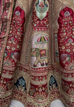 Embroidered Art Silk Lehenga in Multicolor