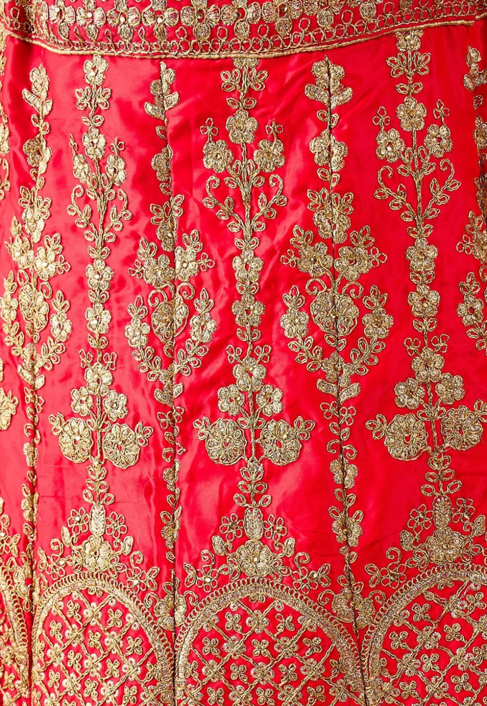 Embroidered Art Silk Lehenga in Red