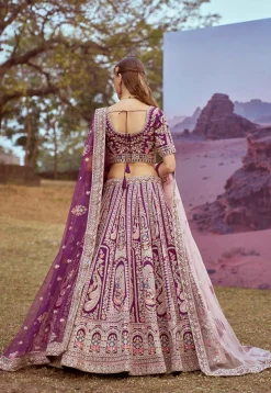Embroidered Art Silk Lehenga in Purple
