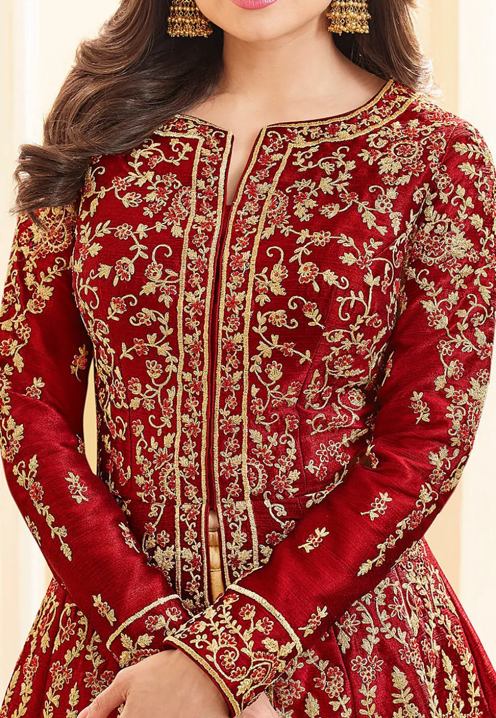 Embroidered Art Silk Lehenga in Maroon