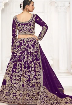 Embroidered Art Silk Lehenga in Purple