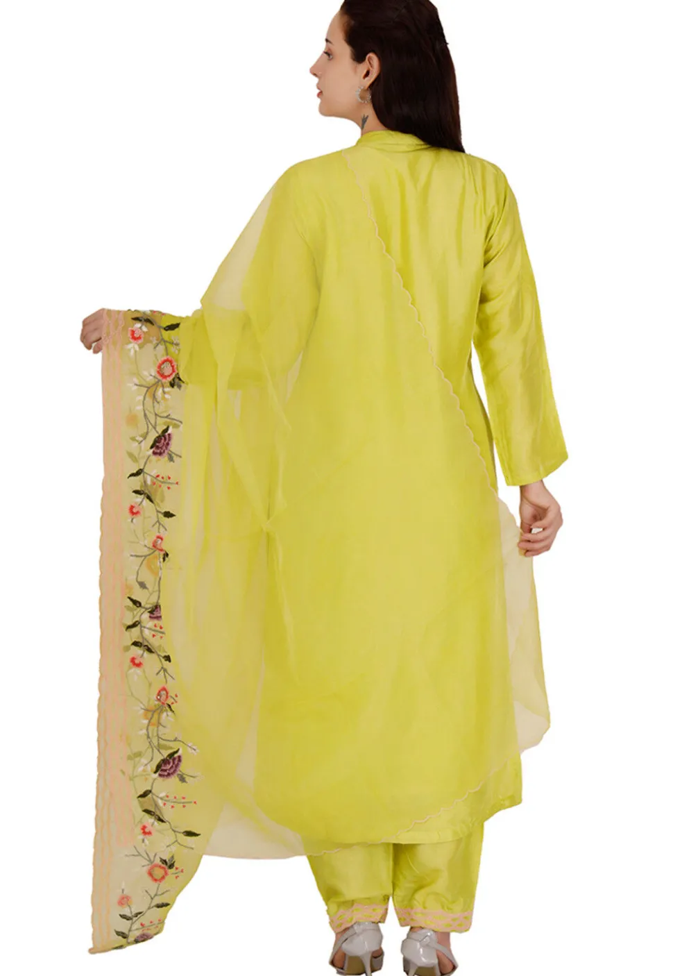 Embroidered Art Silk Pakistani Suit in Green