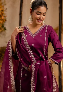 Embroidered Art Silk Pakistani Suit in Purple