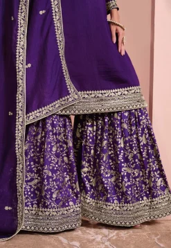 Embroidered Art Silk Pakistani Suit in Purple