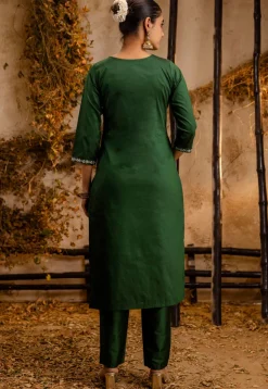 Embroidered Art Silk Pakistani Suit in Green