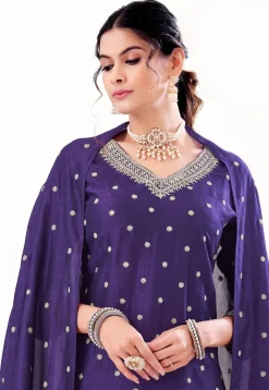 Embroidered Art Silk Pakistani Suit in Purple