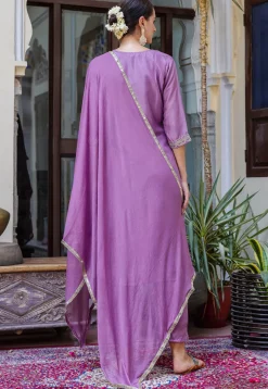 Embroidered Art Silk Pakistani Suit in Purple