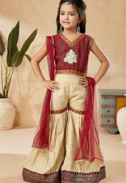 Embroidered Art Silk Pakistani Suit in Maroon