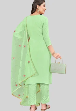 Embroidered Art Silk Pakistani Suit in Light Green