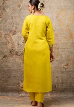 Embroidered Art Silk Pakistani Suit in Yellow