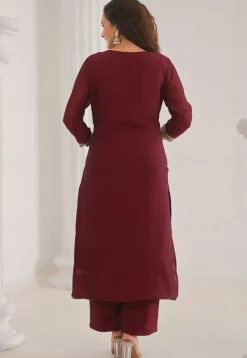 Embroidered Art Silk Pakistani Suit in Maroon