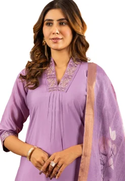 Embroidered Art Silk Pakistani Suit in Purple