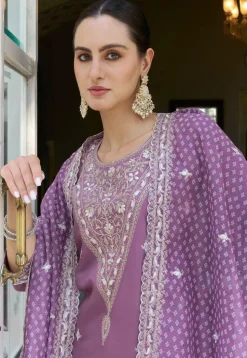 Embroidered Art Silk Pakistani Suit in Purple