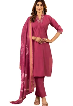 Embroidered Art Silk Pakistani Suit in Pink