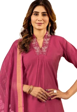 Embroidered Art Silk Pakistani Suit in Pink