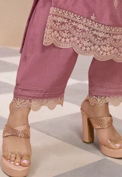 Embroidered Art Silk Pakistani Suit in Pink