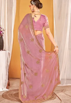 Embroidered Art Silk Saree in Pink