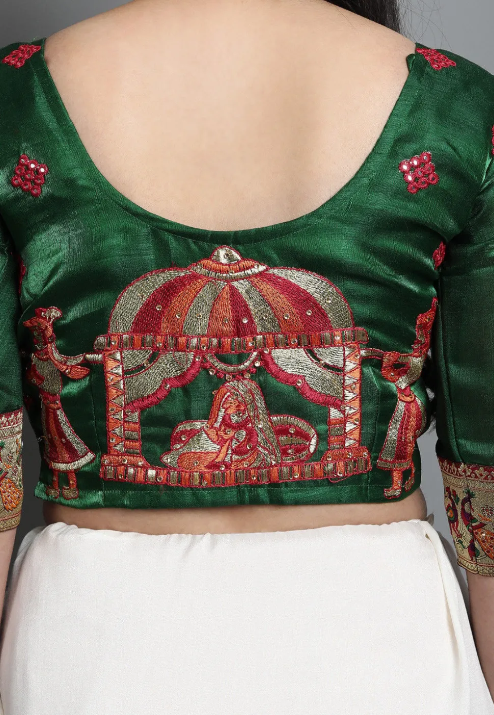 Embroidered Art Silk Saree in Maroon and Off White