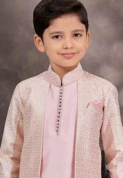 Embroidered Art Silk Sherwani in Pink