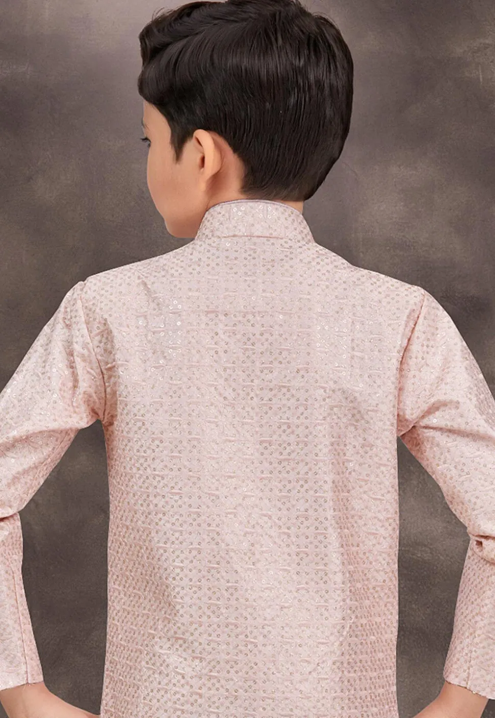 Embroidered Art Silk Sherwani in Pink