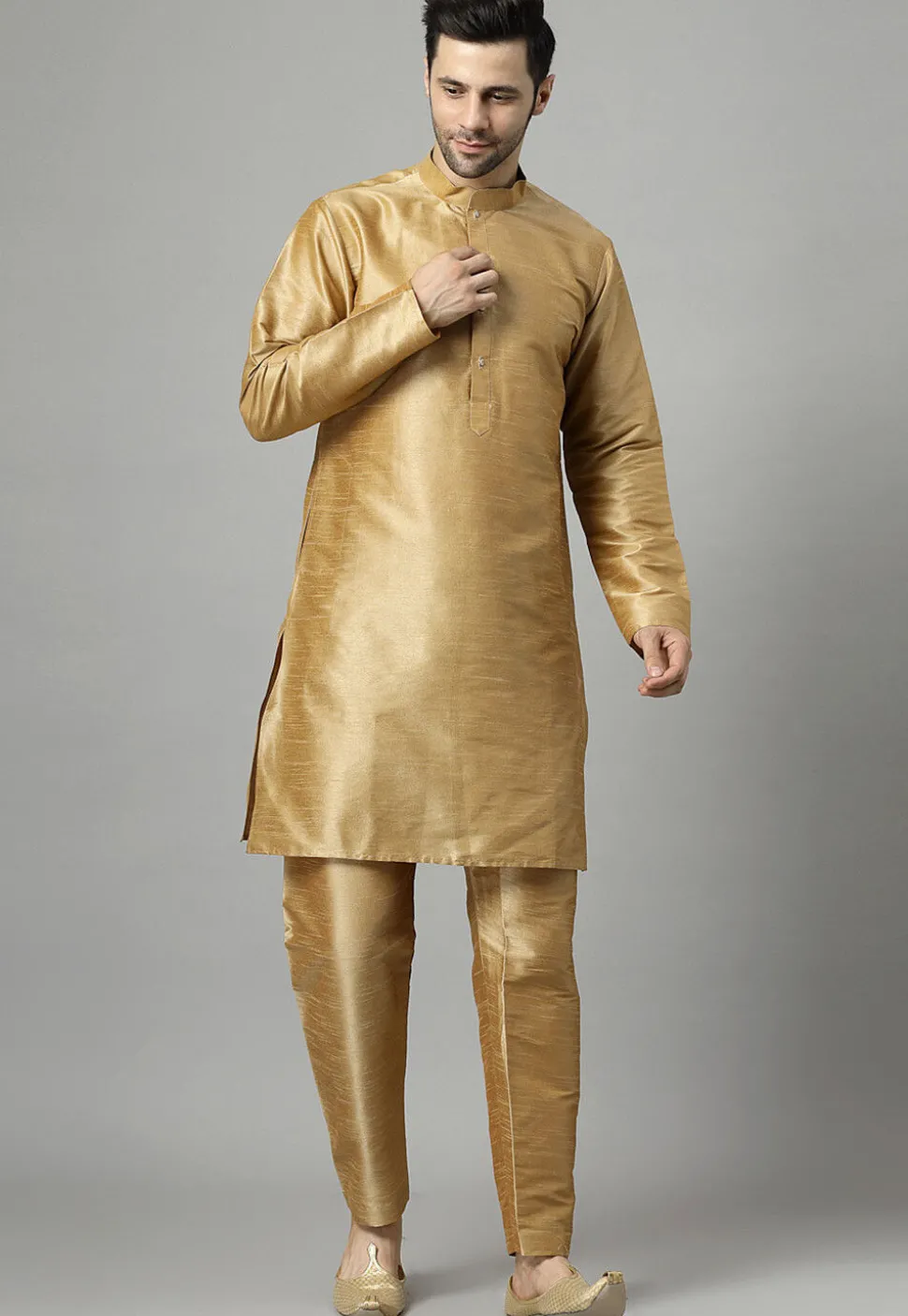 Embroidered Art Silk Sherwani in Royal Blue and Golden