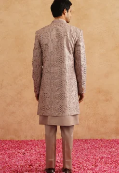 Embroidered Art Silk Sherwani in Beige