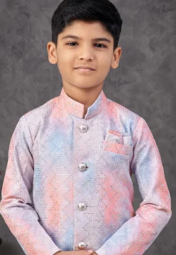 Embroidered Art Silk Sherwani in Off White