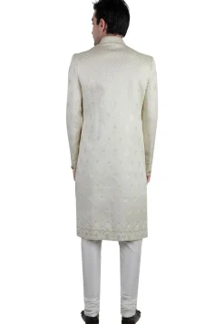 Embroidered Art Silk Sherwani in Light Green