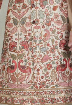Embroidered Art Silk Sherwani in Cream