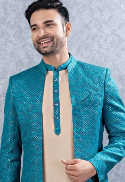 Embroidered Art Silk Sherwani in Beige