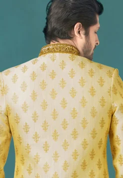 Embroidered Art Silk Sherwani in Beige
