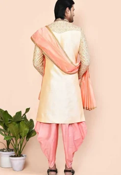 Embroidered Art Silk Sherwani in Beige