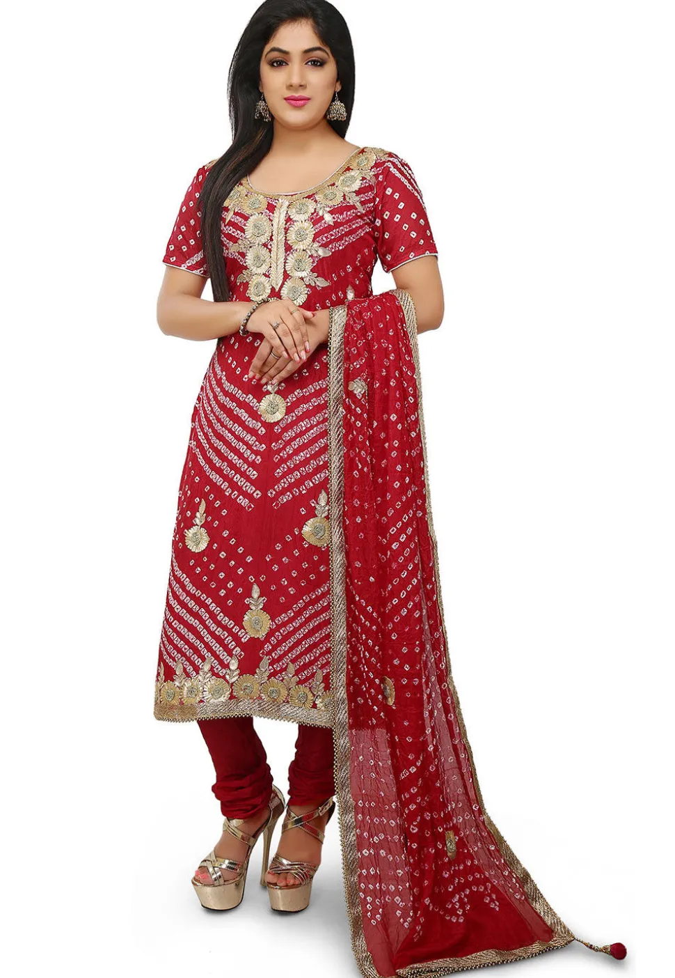 Embroidered Art Silk Straight Cut Suit in Maroon