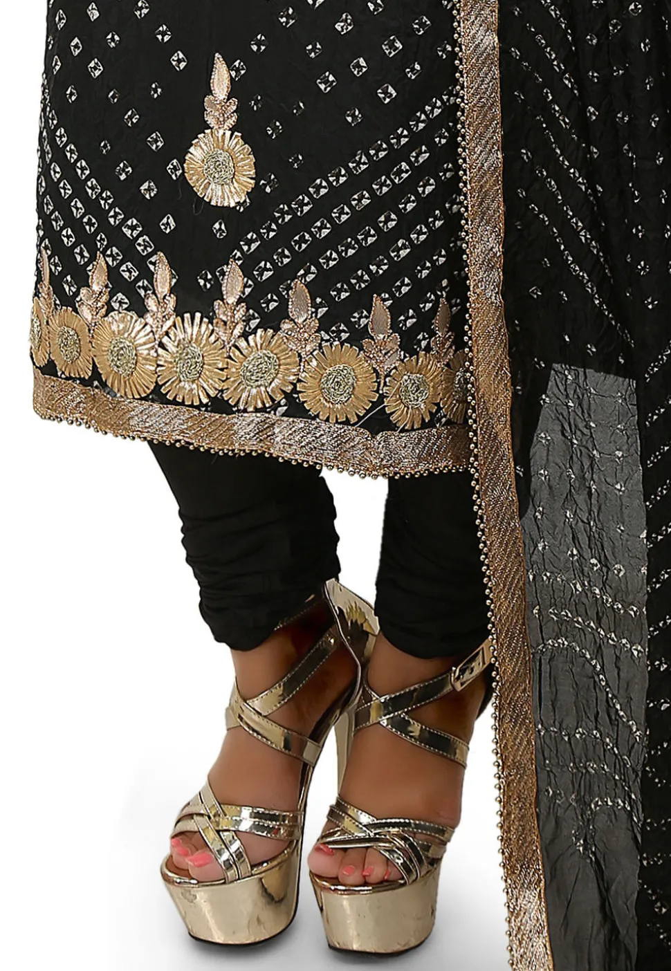 Embroidered Art Silk Straight Cut Suit in Black