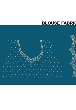 Embroidered Border Art Silk Saree in Teal Blue