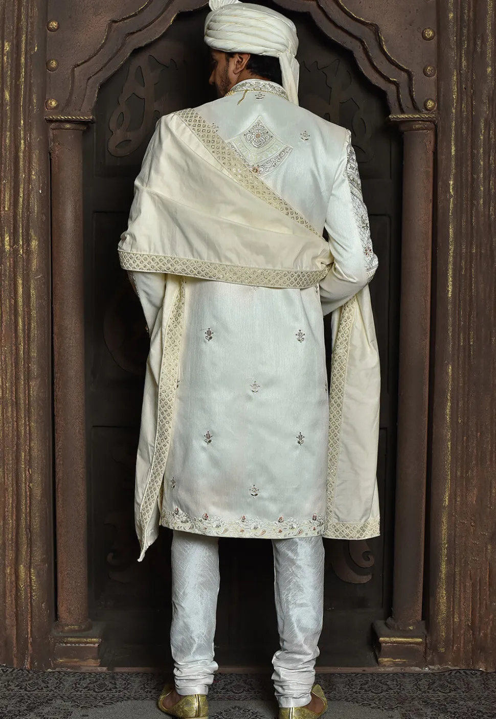 Embroidered Border Art Silk Dupatta in Off White