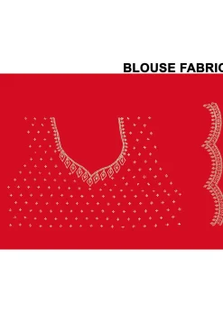 Embroidered Border Art Silk Saree in Red