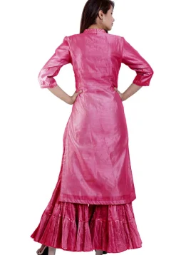Embroidered Chanderi Cotton Pakistani Suit in Pink