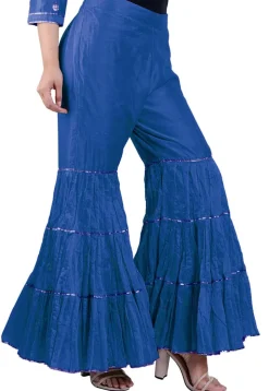 Embroidered Chanderi Cotton Pakistani Suit in Royal Blue